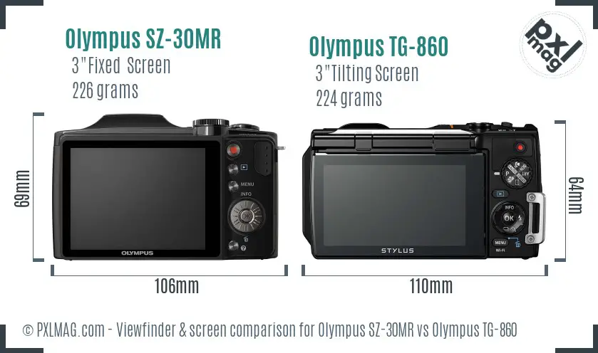 Olympus SZ-30MR vs Olympus TG-860 Screen and Viewfinder comparison