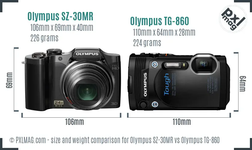 Olympus SZ-30MR vs Olympus TG-860 size comparison