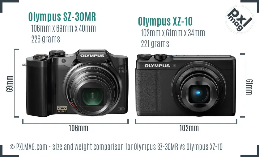 Olympus SZ-30MR vs Olympus XZ-10 size comparison
