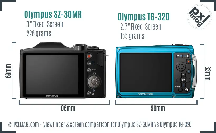 Olympus SZ-30MR vs Olympus TG-320 Screen and Viewfinder comparison