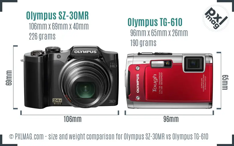 Olympus SZ-30MR vs Olympus TG-610 size comparison