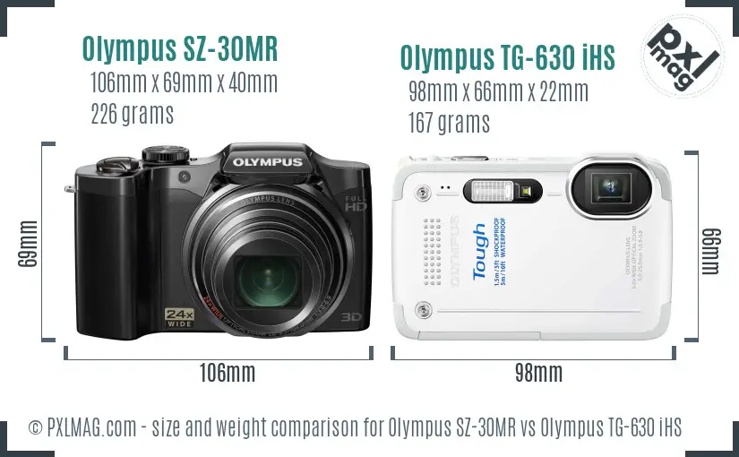 Olympus SZ-30MR vs Olympus TG-630 iHS size comparison