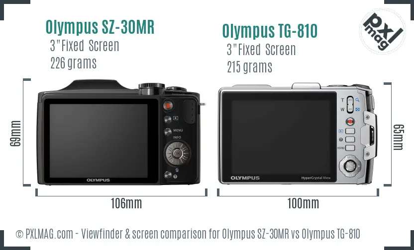 Olympus SZ-30MR vs Olympus TG-810 Screen and Viewfinder comparison