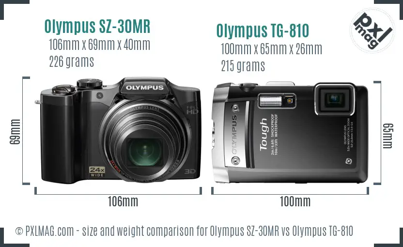 Olympus SZ-30MR vs Olympus TG-810 size comparison