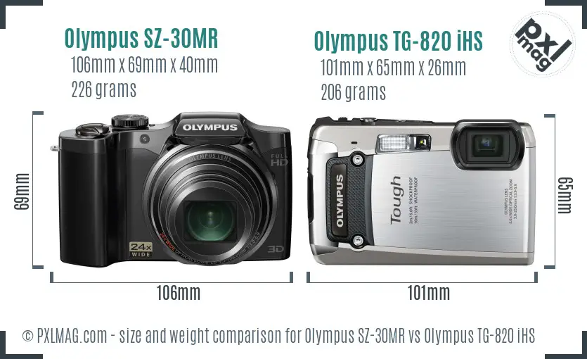 Olympus SZ-30MR vs Olympus TG-820 iHS size comparison