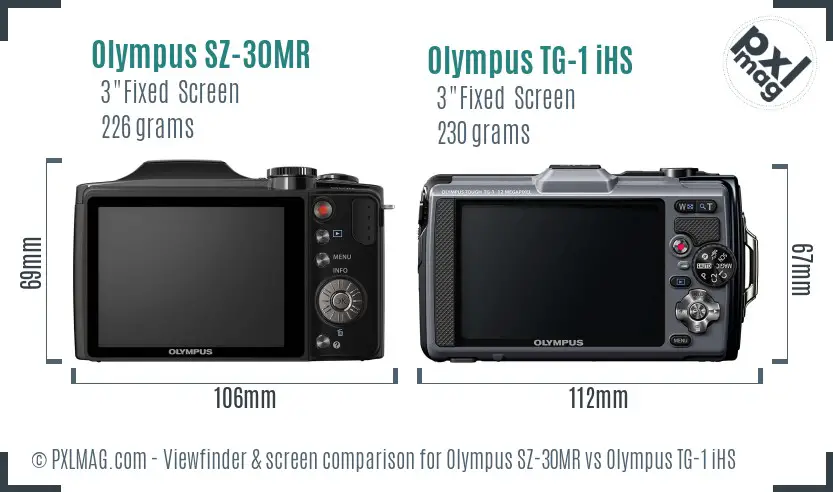 Olympus SZ-30MR vs Olympus TG-1 iHS Screen and Viewfinder comparison