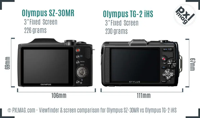 Olympus SZ-30MR vs Olympus TG-2 iHS Screen and Viewfinder comparison