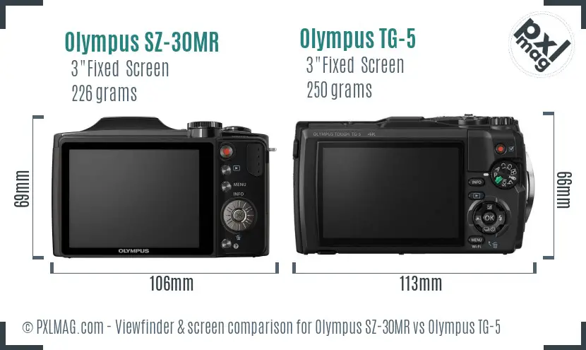 Olympus SZ-30MR vs Olympus TG-5 Screen and Viewfinder comparison