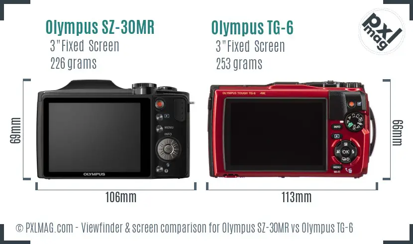 Olympus SZ-30MR vs Olympus TG-6 Screen and Viewfinder comparison