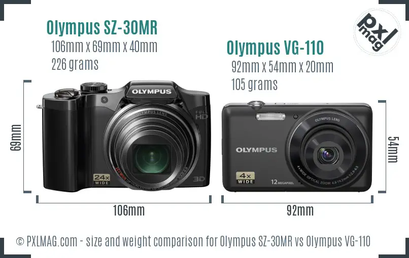 Olympus SZ-30MR vs Olympus VG-110 size comparison