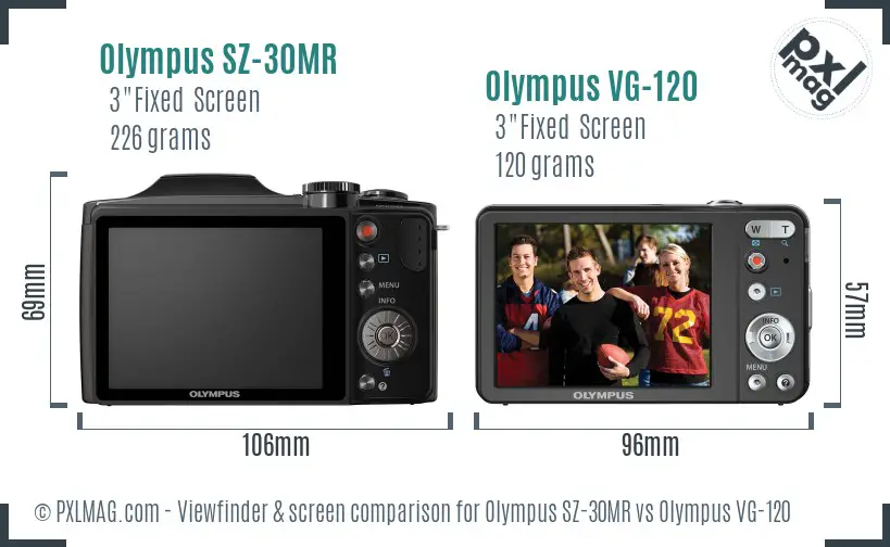 Olympus SZ-30MR vs Olympus VG-120 Screen and Viewfinder comparison