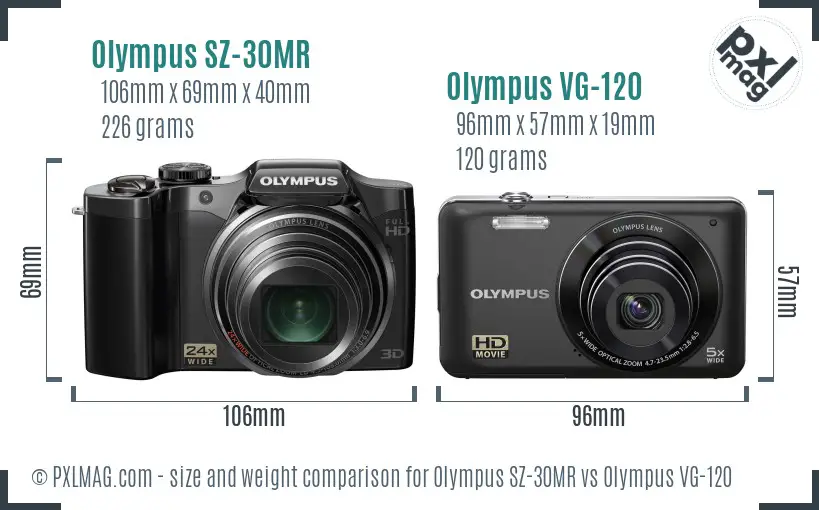 Olympus SZ-30MR vs Olympus VG-120 size comparison