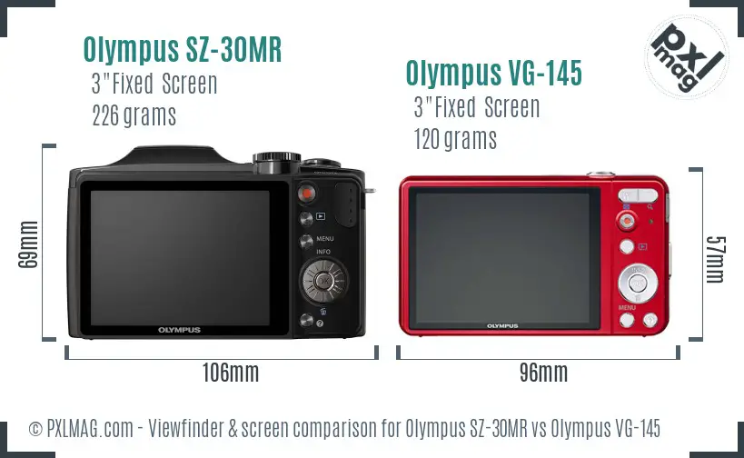 Olympus SZ-30MR vs Olympus VG-145 Screen and Viewfinder comparison