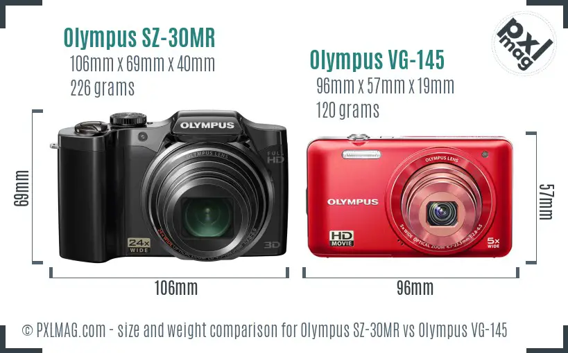 Olympus SZ-30MR vs Olympus VG-145 size comparison