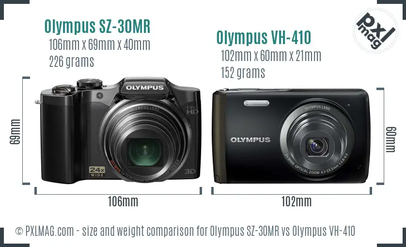 Olympus SZ-30MR vs Olympus VH-410 size comparison