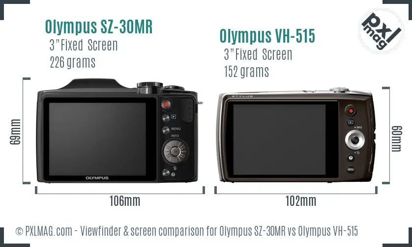 Olympus SZ-30MR vs Olympus VH-515 Screen and Viewfinder comparison