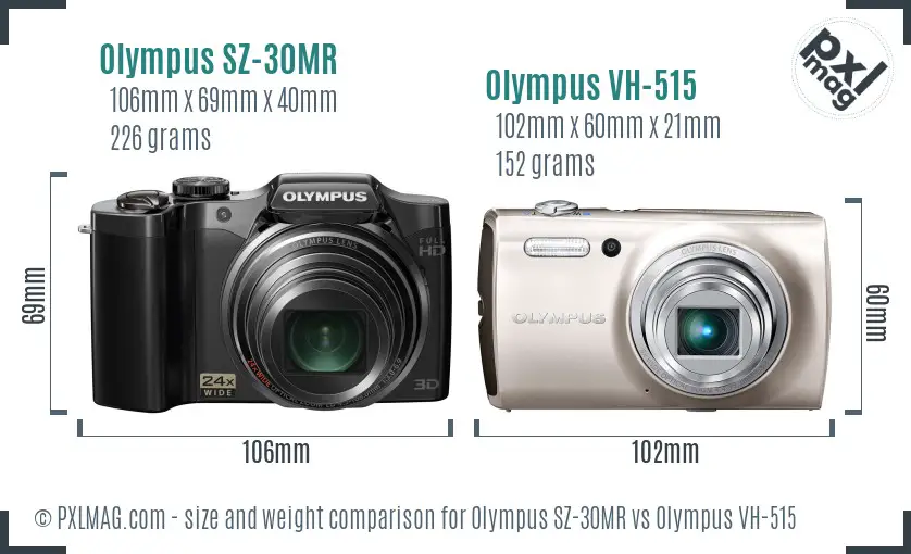 Olympus SZ-30MR vs Olympus VH-515 size comparison