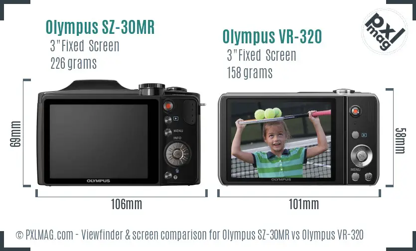 Olympus SZ-30MR vs Olympus VR-320 Screen and Viewfinder comparison