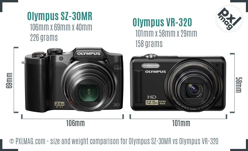Olympus SZ-30MR vs Olympus VR-320 size comparison