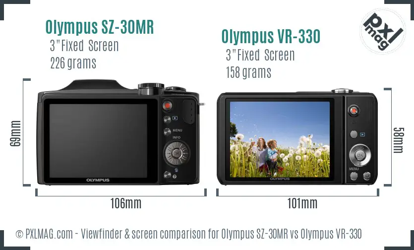 Olympus SZ-30MR vs Olympus VR-330 Screen and Viewfinder comparison