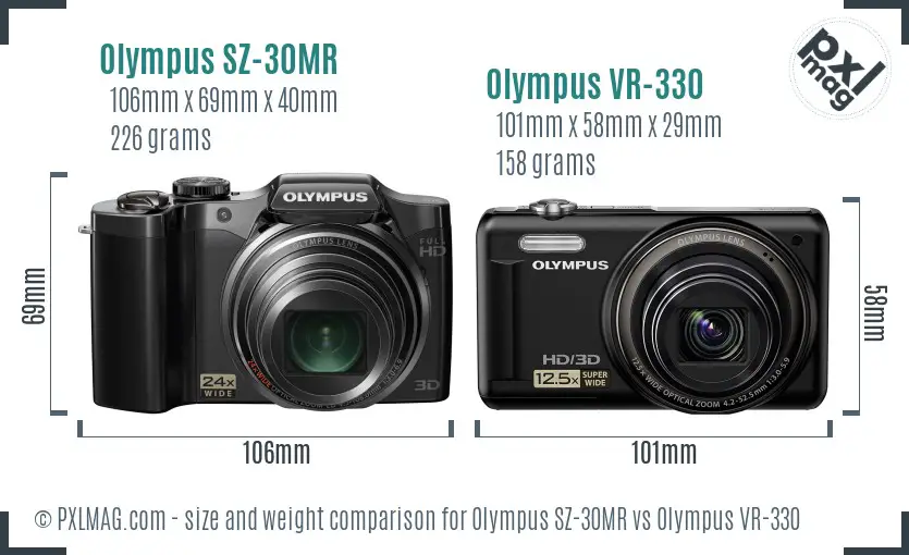 Olympus SZ-30MR vs Olympus VR-330 size comparison