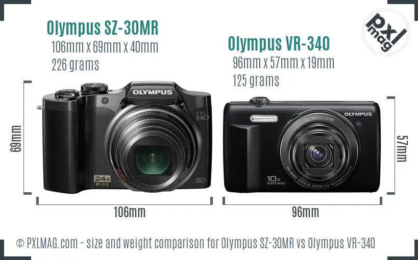 Olympus SZ-30MR vs Olympus VR-340 size comparison
