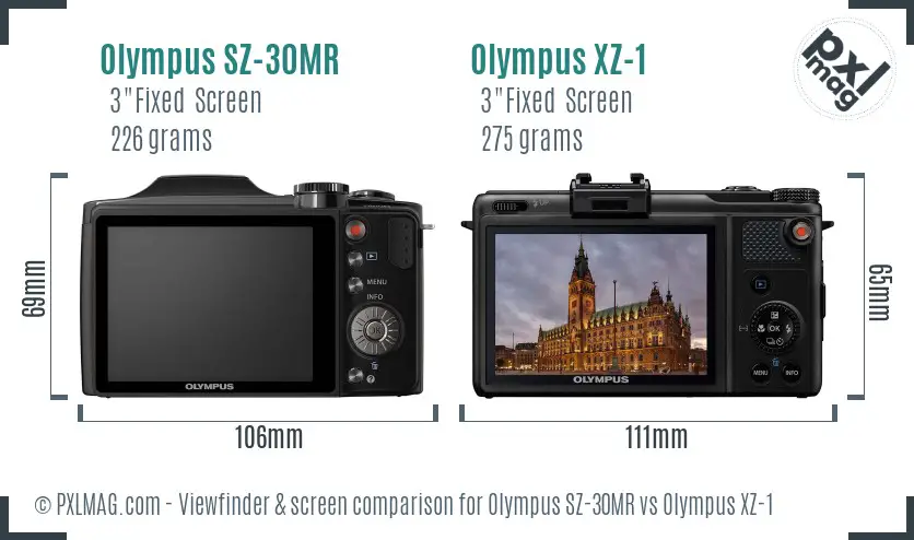 Olympus SZ-30MR vs Olympus XZ-1 Screen and Viewfinder comparison