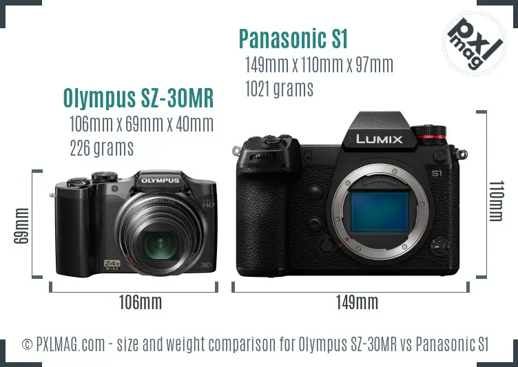 Olympus SZ-30MR vs Panasonic S1 size comparison