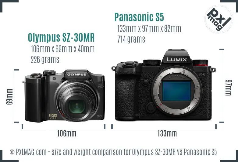 Olympus SZ-30MR vs Panasonic S5 size comparison