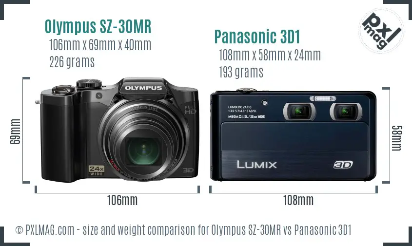 Olympus SZ-30MR vs Panasonic 3D1 size comparison