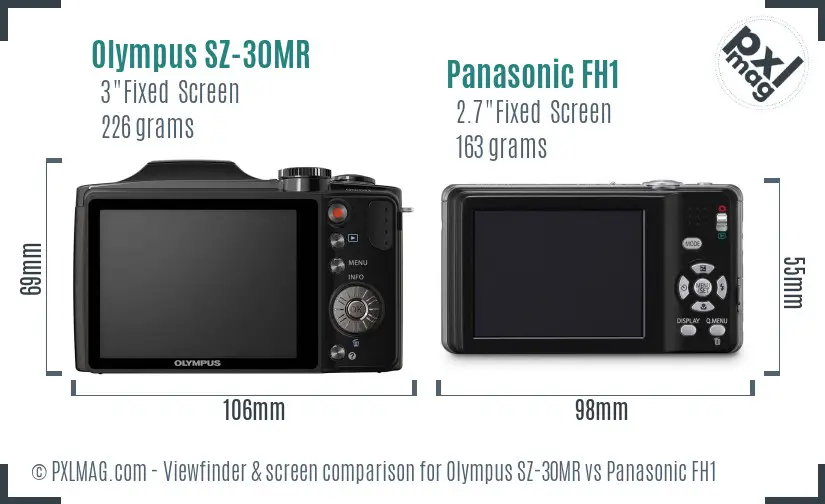 Olympus SZ-30MR vs Panasonic FH1 Screen and Viewfinder comparison