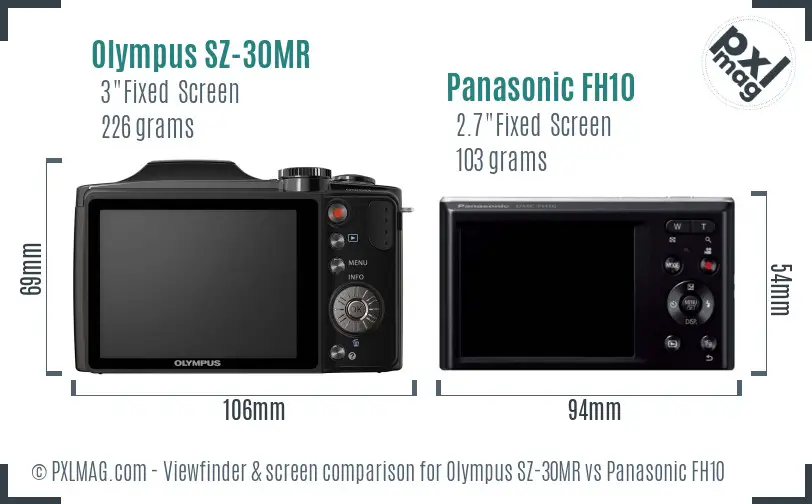Olympus SZ-30MR vs Panasonic FH10 Screen and Viewfinder comparison