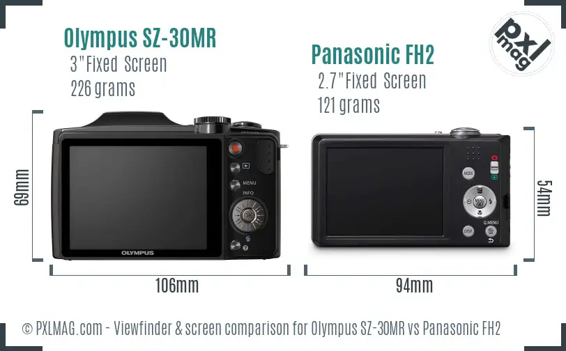 Olympus SZ-30MR vs Panasonic FH2 Screen and Viewfinder comparison