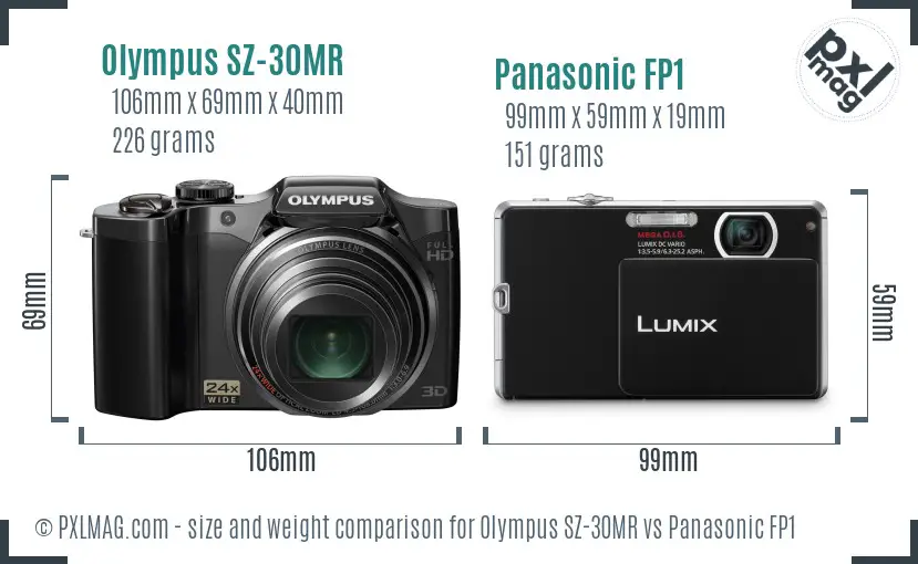 Olympus SZ-30MR vs Panasonic FP1 size comparison
