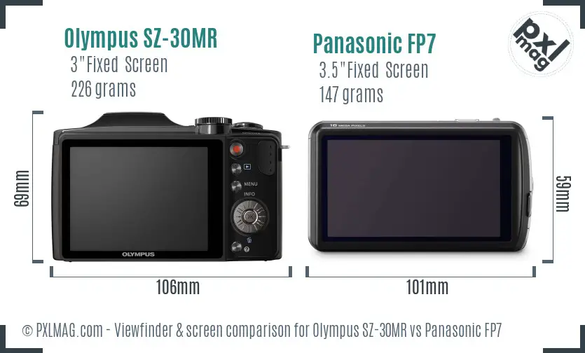 Olympus SZ-30MR vs Panasonic FP7 Screen and Viewfinder comparison