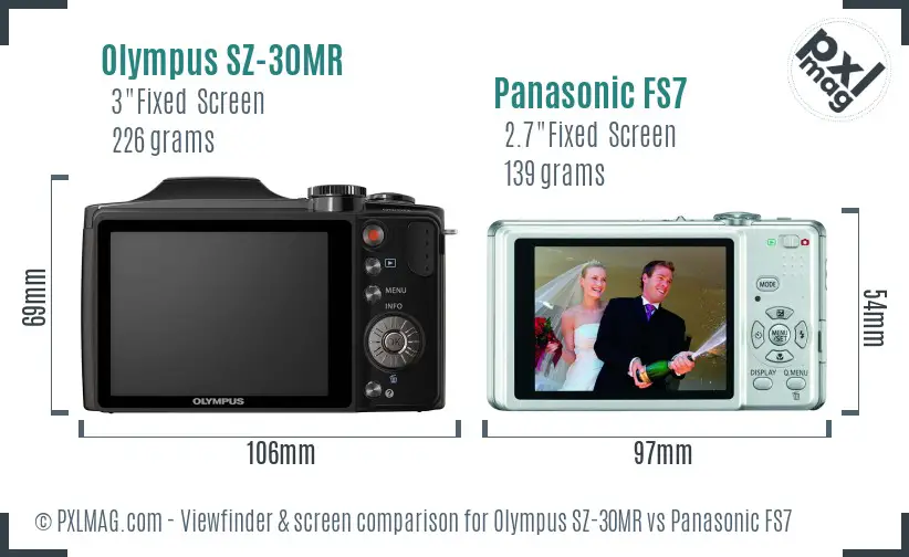 Olympus SZ-30MR vs Panasonic FS7 Screen and Viewfinder comparison