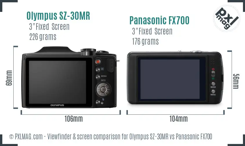 Olympus SZ-30MR vs Panasonic FX700 Screen and Viewfinder comparison Olympus SZ-30MR vs Panasonic FX700 Screen and Viewfinder comparison