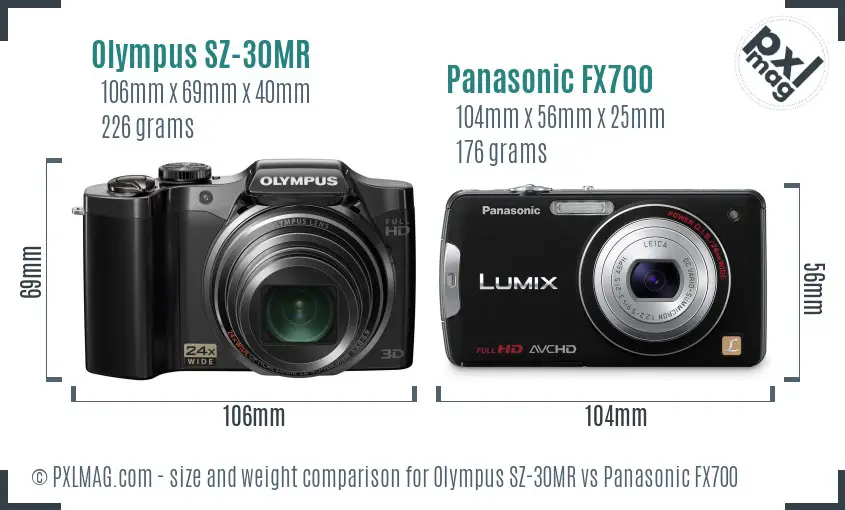Olympus SZ-30MR vs Panasonic FX700 size comparison Olympus SZ-30MR vs Panasonic FX700 size comparison