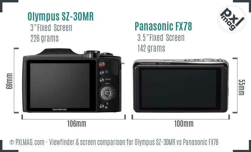 Olympus SZ-30MR vs Panasonic FX78 Screen and Viewfinder comparison Olympus SZ-30MR vs Panasonic FX78 Screen and Viewfinder comparison