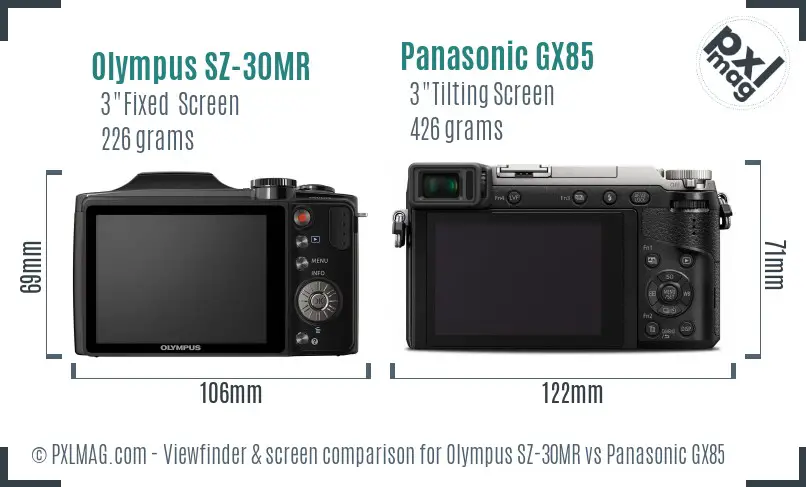 Olympus SZ-30MR vs Panasonic GX85 Screen and Viewfinder comparison Olympus SZ-30MR vs Panasonic GX85 Screen and Viewfinder comparison