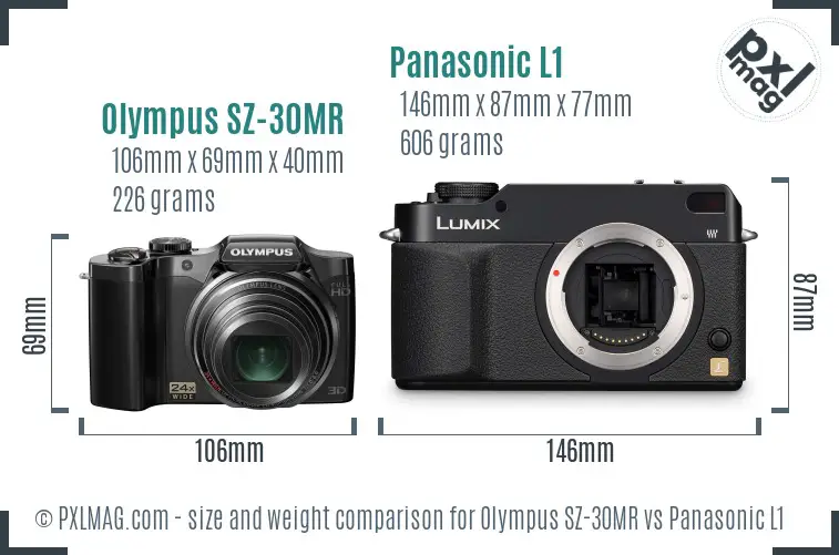 Olympus SZ-30MR vs Panasonic L1 size comparison