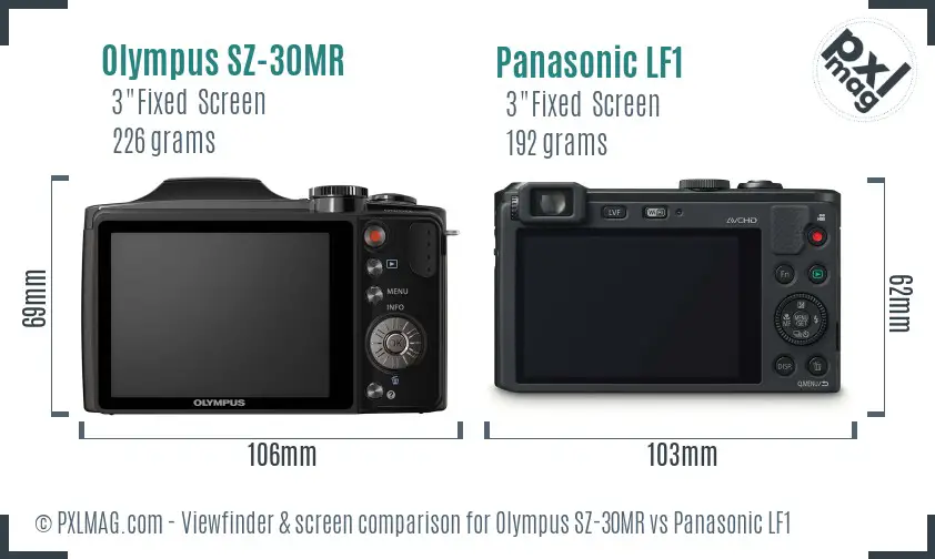 Olympus SZ-30MR vs Panasonic LF1 Screen and Viewfinder comparison