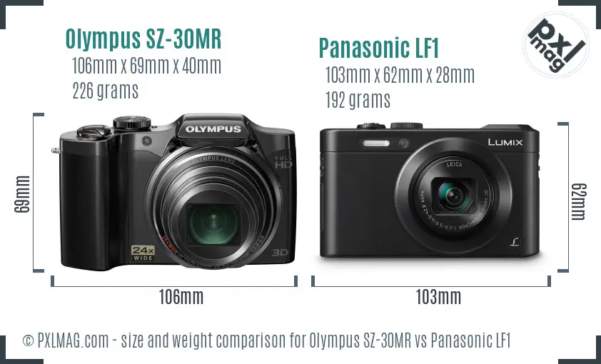 Olympus SZ-30MR vs Panasonic LF1 size comparison