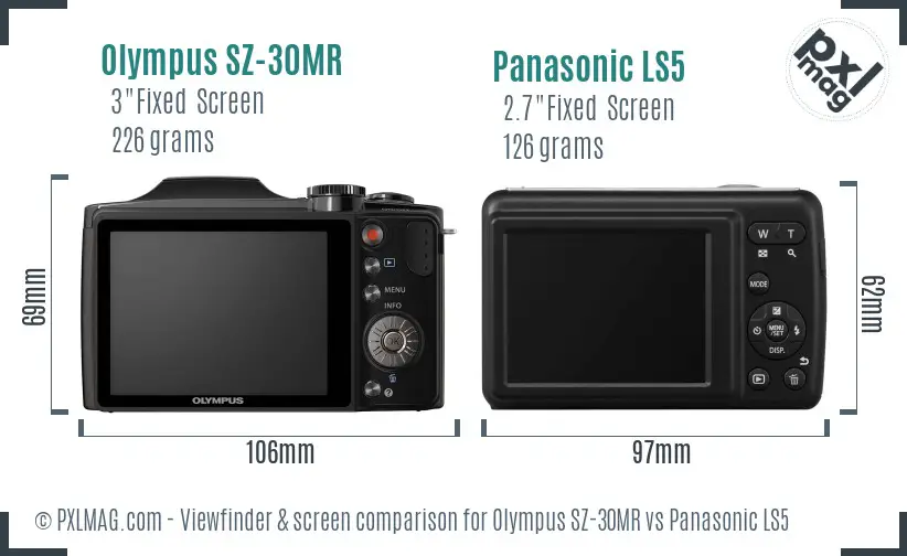 Olympus SZ-30MR vs Panasonic LS5 Screen and Viewfinder comparison