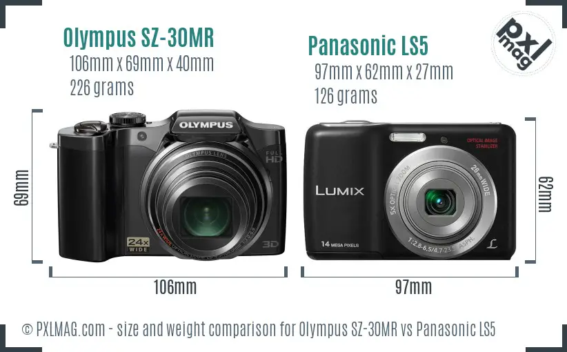 Olympus SZ-30MR vs Panasonic LS5 size comparison