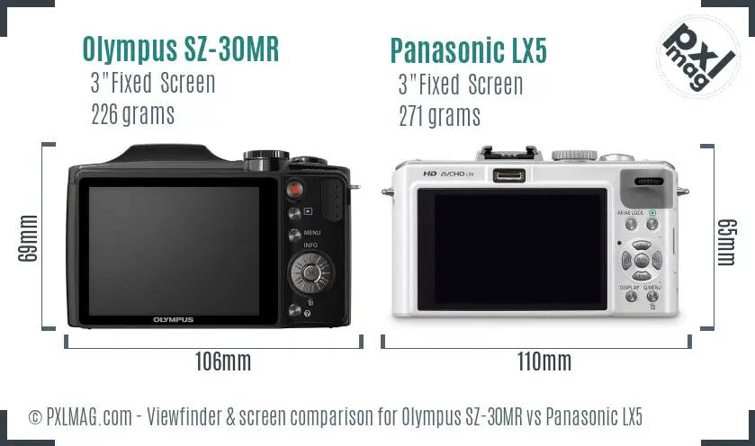 Olympus SZ-30MR vs Panasonic LX5 Screen and Viewfinder comparison Olympus SZ-30MR vs Panasonic LX5 Screen and Viewfinder comparison