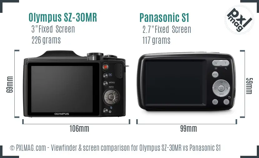Olympus SZ-30MR vs Panasonic S1 Screen and Viewfinder comparison