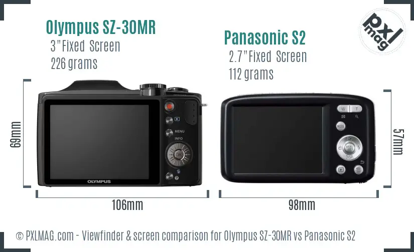 Olympus SZ-30MR vs Panasonic S2 Screen and Viewfinder comparison Olympus SZ-30MR vs Panasonic S2 Screen and Viewfinder comparison