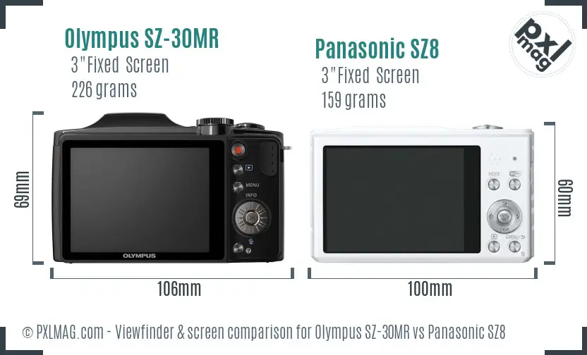 Olympus SZ-30MR vs Panasonic SZ8 Screen and Viewfinder comparison Olympus SZ-30MR vs Panasonic SZ8 Screen and Viewfinder comparison
