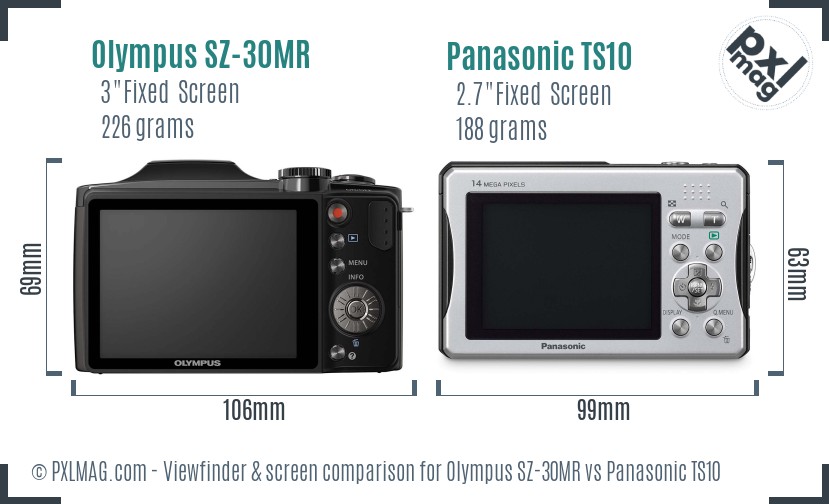 Olympus SZ-30MR vs Panasonic TS10 Screen and Viewfinder comparison
